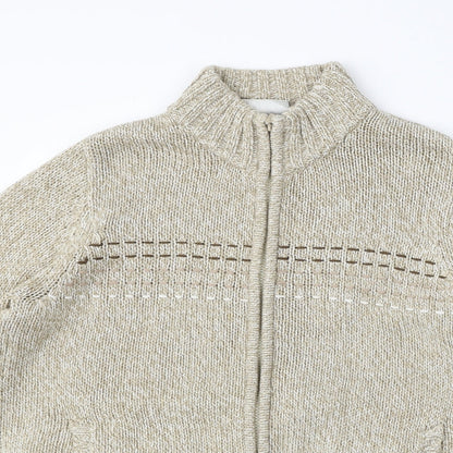 BHS Womens Beige Round Neck  Acrylic Full Zip Jumper Size 16
