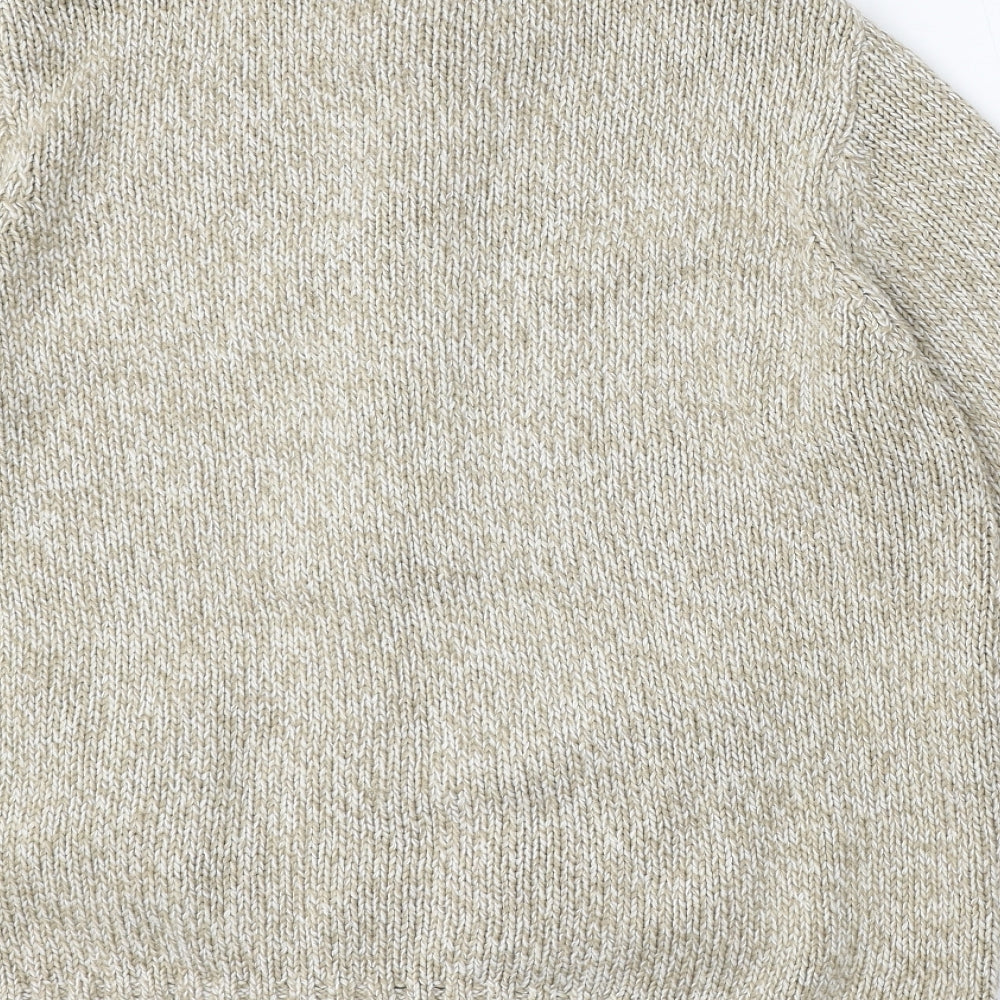 BHS Womens Beige Round Neck  Acrylic Full Zip Jumper Size 16