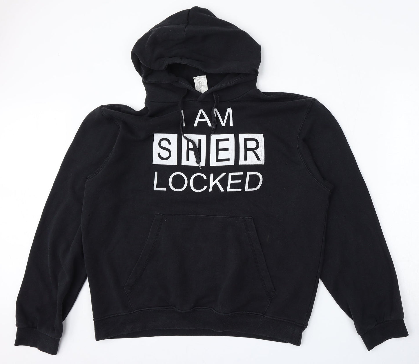 B&C Collection Womens Black  Cotton Pullover Hoodie Size L   - Sherlock