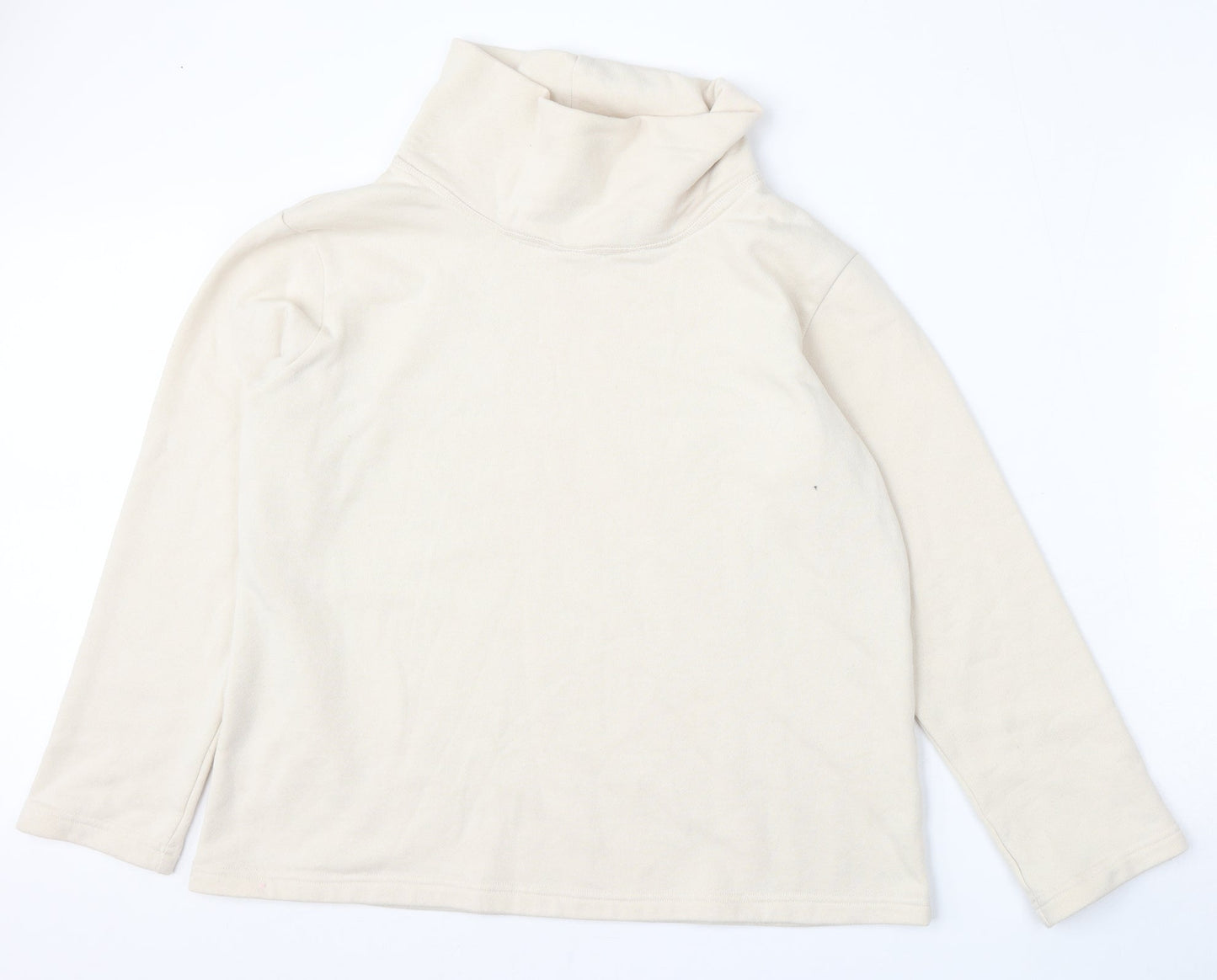Classic Womens Beige  Polyester Pullover Sweatshirt Size M