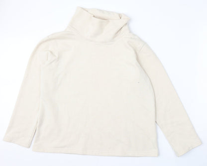 Classic Womens Beige  Polyester Pullover Sweatshirt Size M