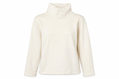 Front view of Classics women’s beige polyester pullover sweatshirt, size M