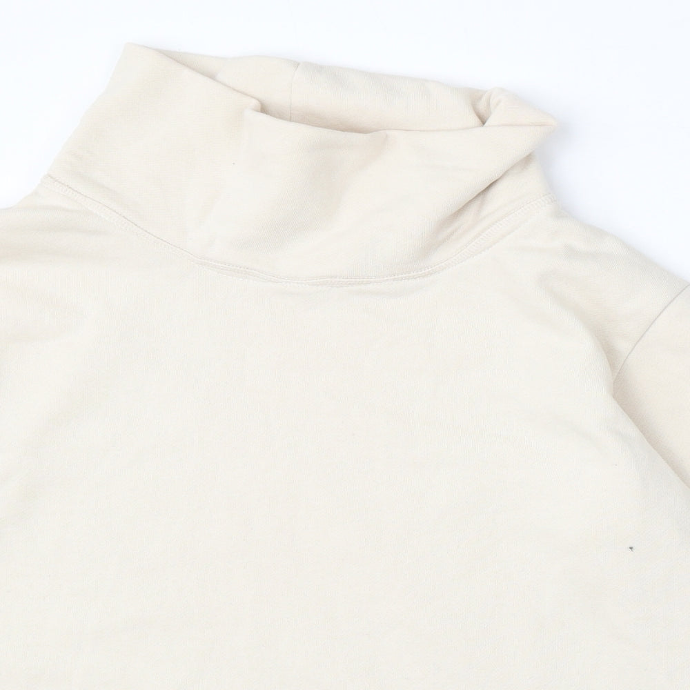 Classic Womens Beige  Polyester Pullover Sweatshirt Size M