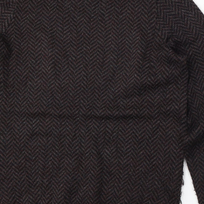 Marks and Spencer Mens Brown Round Neck Geometric Acrylic Pullover Jumper Size M