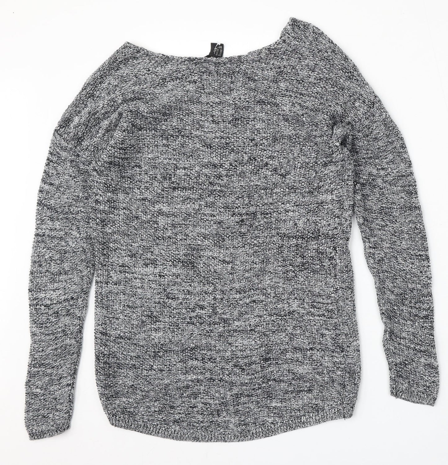 H&M Womens Grey V-Neck  Cotton Pullover Jumper Size XS