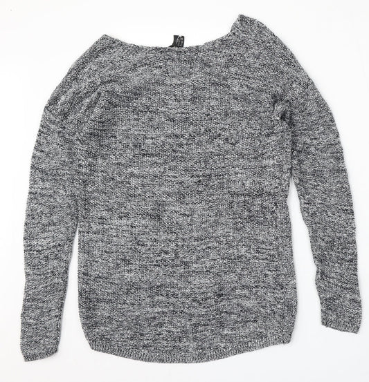 H&M Womens Grey V-Neck  Cotton Pullover Jumper Size XS