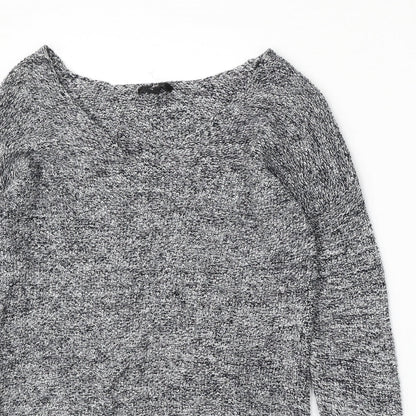 H&M Womens Grey V-Neck  Cotton Pullover Jumper Size XS
