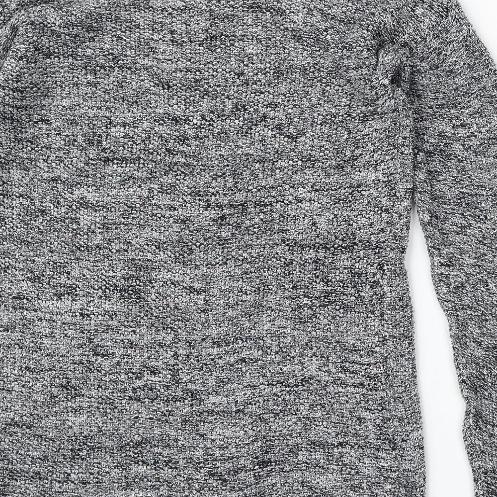 H&M Womens Grey V-Neck  Cotton Pullover Jumper Size XS
