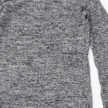 H&M Womens Grey V-Neck  Cotton Pullover Jumper Size XS