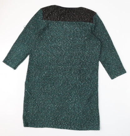 Womens UK Size M Text Green Pullover Jumper