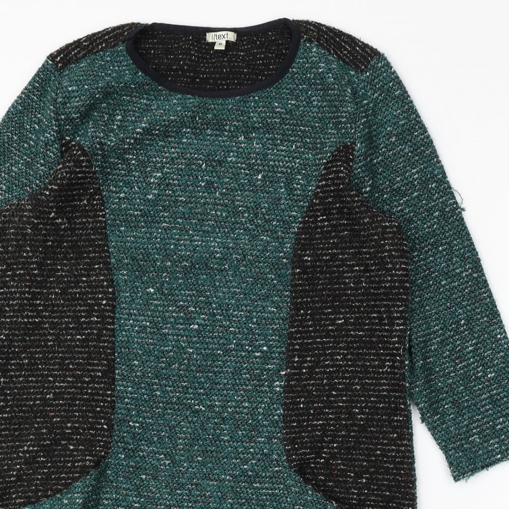 Womens UK Size M Text Green Pullover Jumper