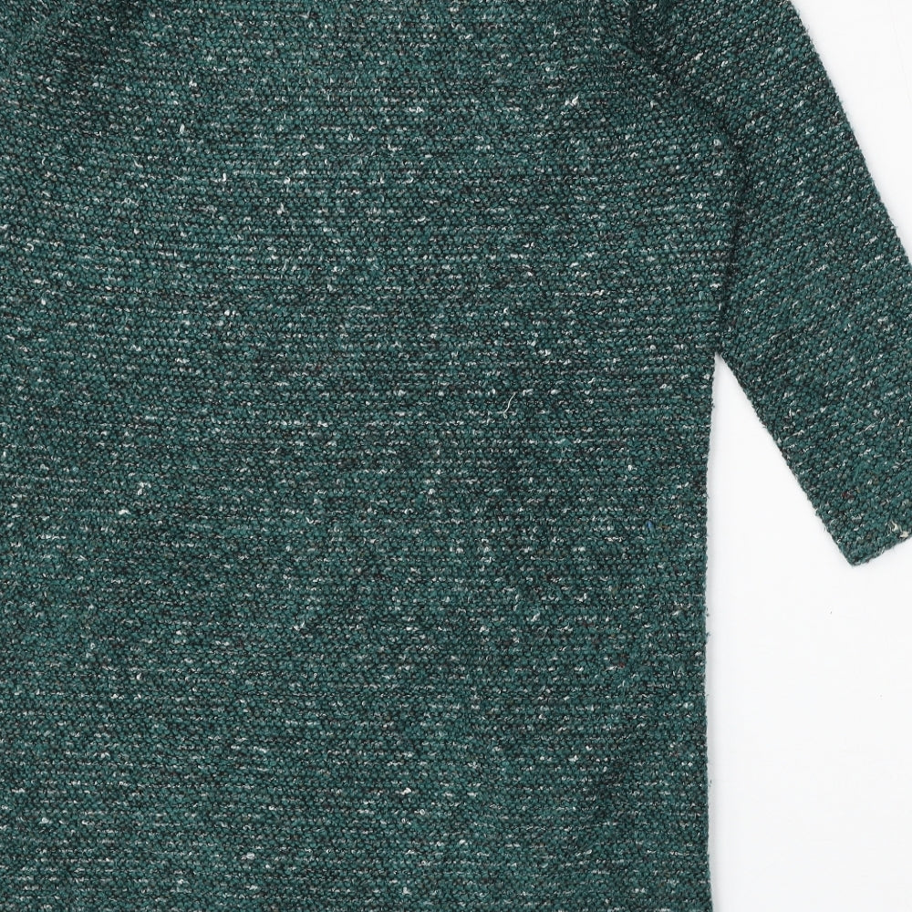Womens UK Size M Text Green Pullover Jumper