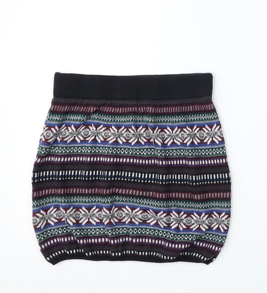 Additional front view of BDG women’s multicoloured geometric cotton a-line skirt, size M, regular