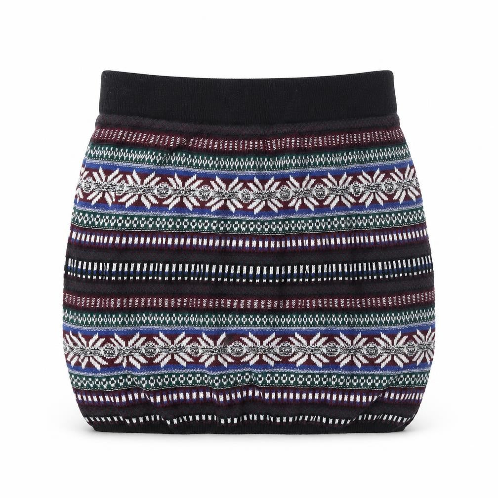 Front view of BDG women’s multicoloured geometric cotton a-line skirt, size M, regular