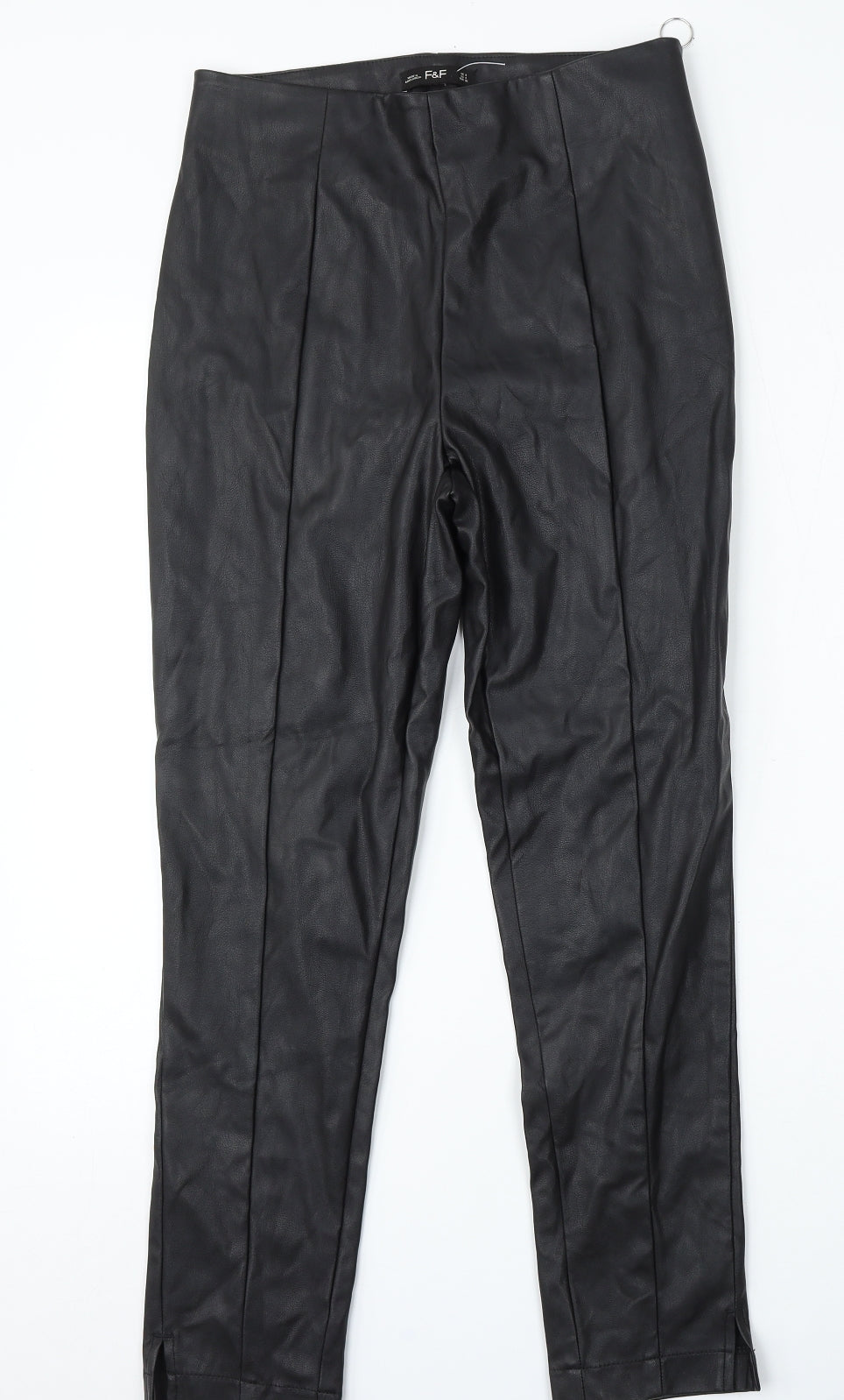 F&F Womens Black  Polyurethane Trousers  Size 8 L26 in Regular