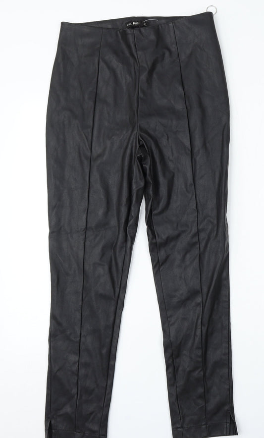F&F Womens Black  Polyurethane Trousers  Size 8 L26 in Regular