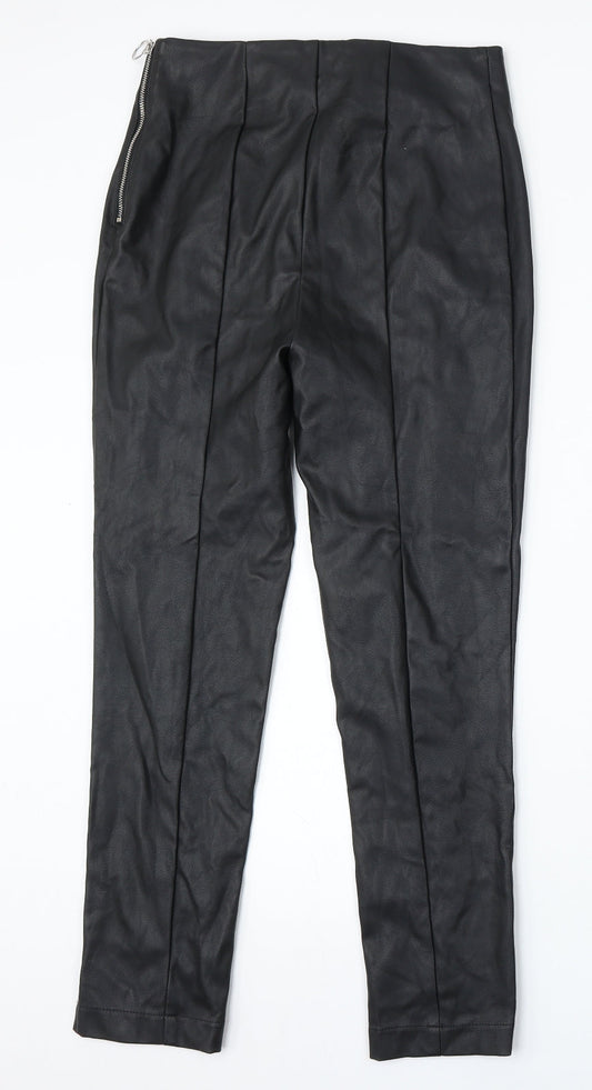F&F Womens Black  Polyurethane Trousers  Size 8 L26 in Regular