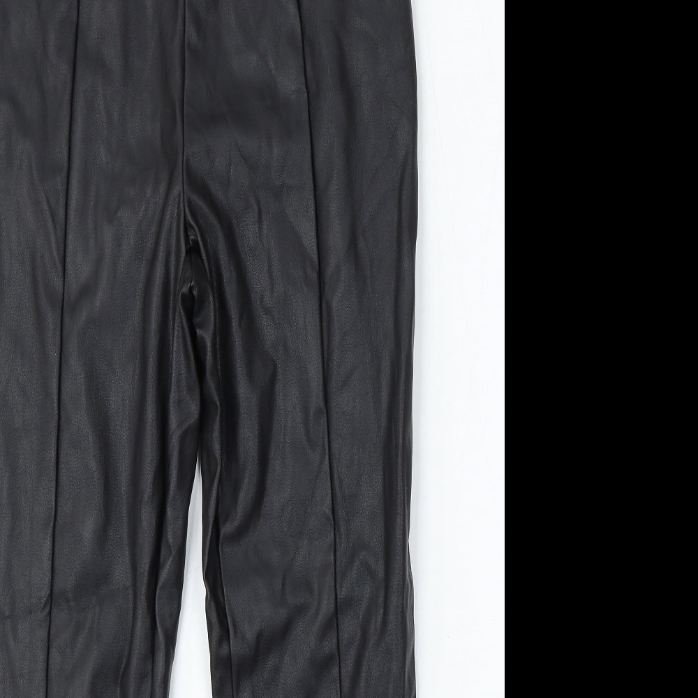 F&F Womens Black  Polyurethane Trousers  Size 8 L26 in Regular