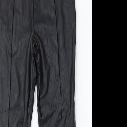 F&F Womens Black  Polyurethane Trousers  Size 8 L26 in Regular