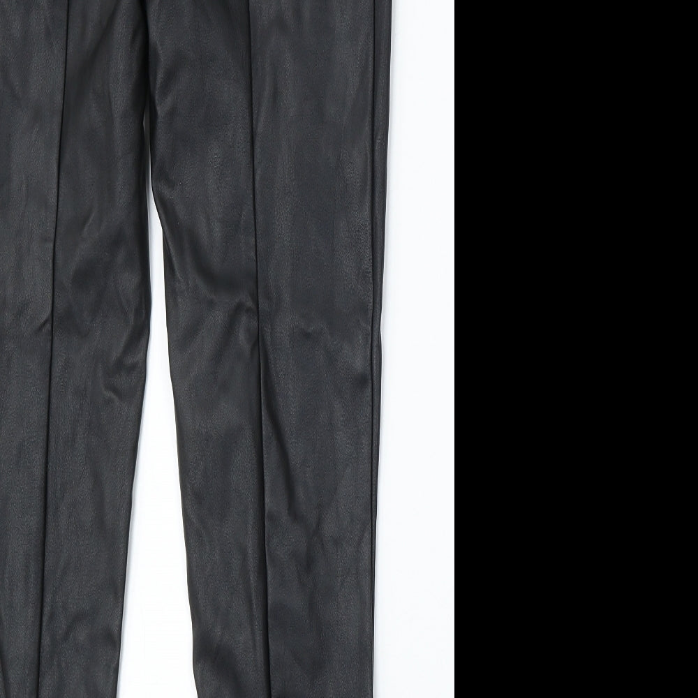 F&F Womens Black  Polyurethane Trousers  Size 8 L26 in Regular
