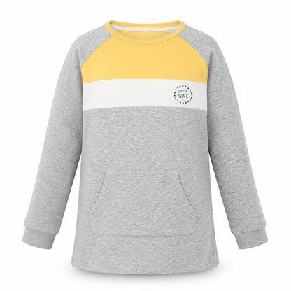 Front view of Nutmeg girls’ grey cotton pullover sweatshirt, size 10-11, years