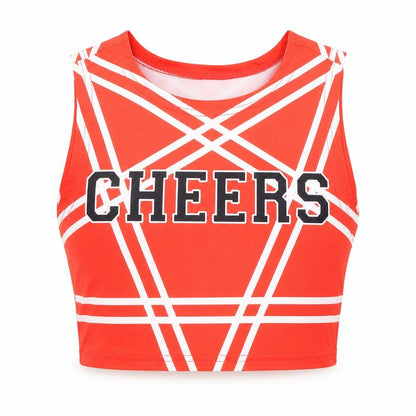 Front view of Preworn girls’ red geometric polyester basic tank, size S, round neck - cheerleading