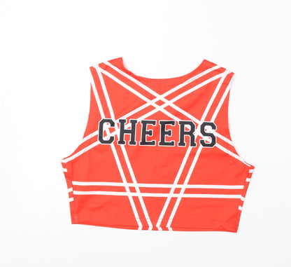 Preworn Girls Red Geometric Polyester Basic Tank Size S Round Neck  - Cheerleading
