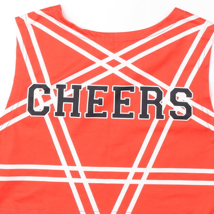 Preworn Girls Red Geometric Polyester Basic Tank Size S Round Neck  - Cheerleading