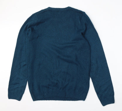 Marks and Spencer Mens Blue Round Neck  Polyester Pullover Jumper Size S