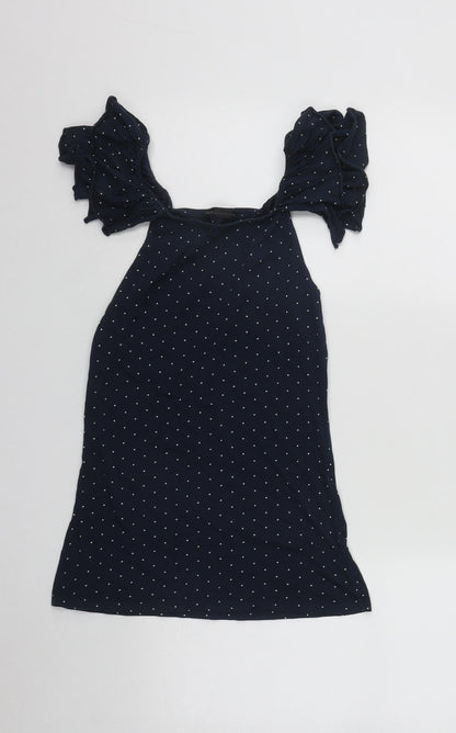 Womens UK Size 8 Mango Blue Basic Blouse