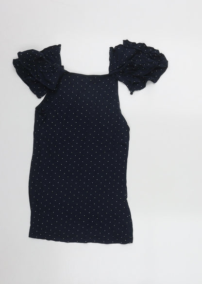 Womens UK Size 8 Mango Blue Basic Blouse
