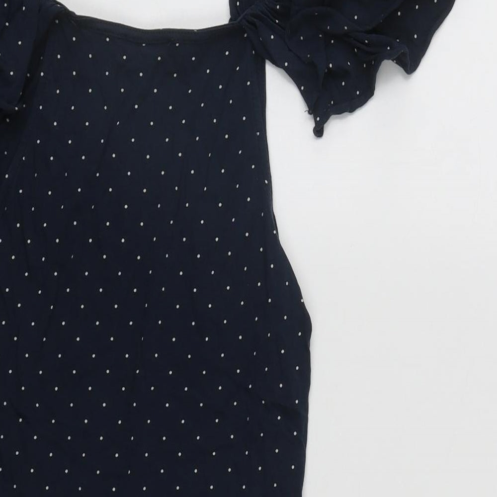 Womens UK Size 8 Mango Blue Basic Blouse