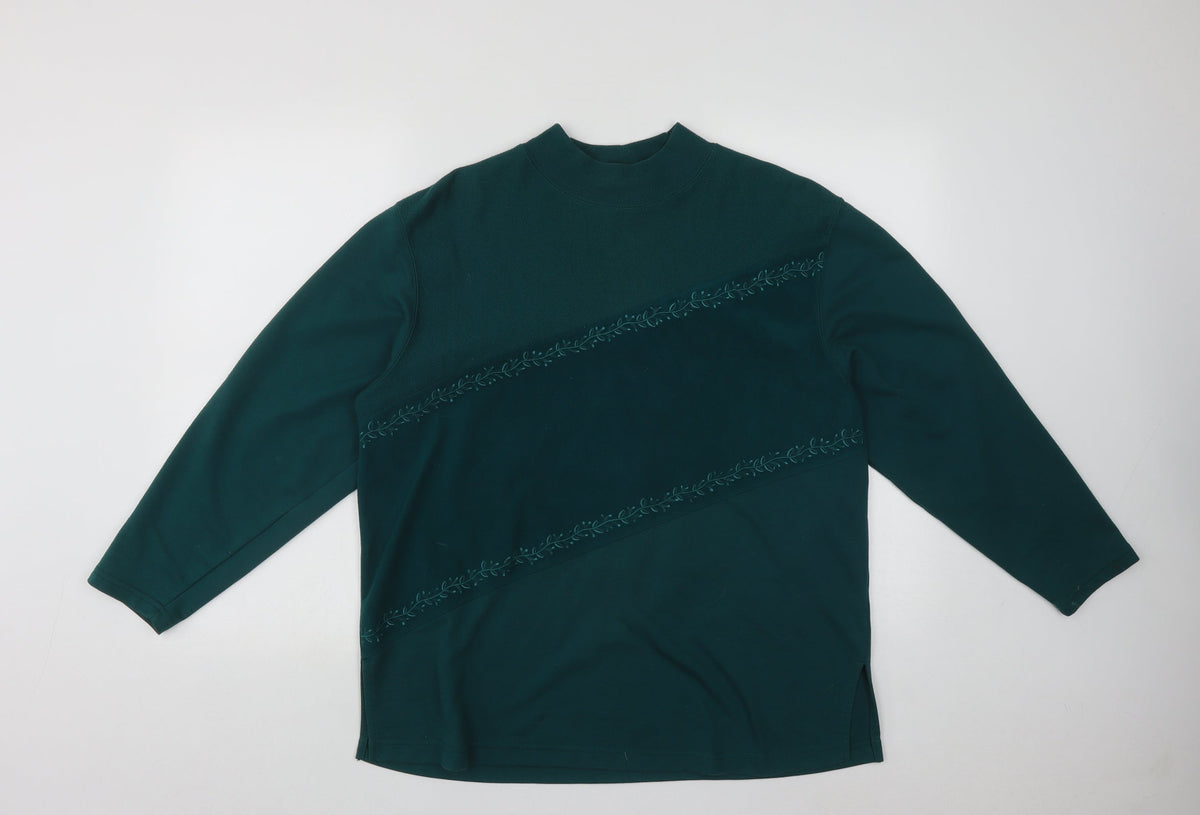 Additional front view of Blast women’s green round neck geometric polyester jumper, size L