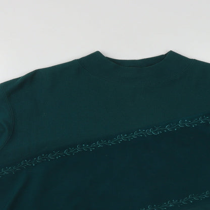 Close-up detail of Blast women’s green round neck geometric polyester jumper, size L