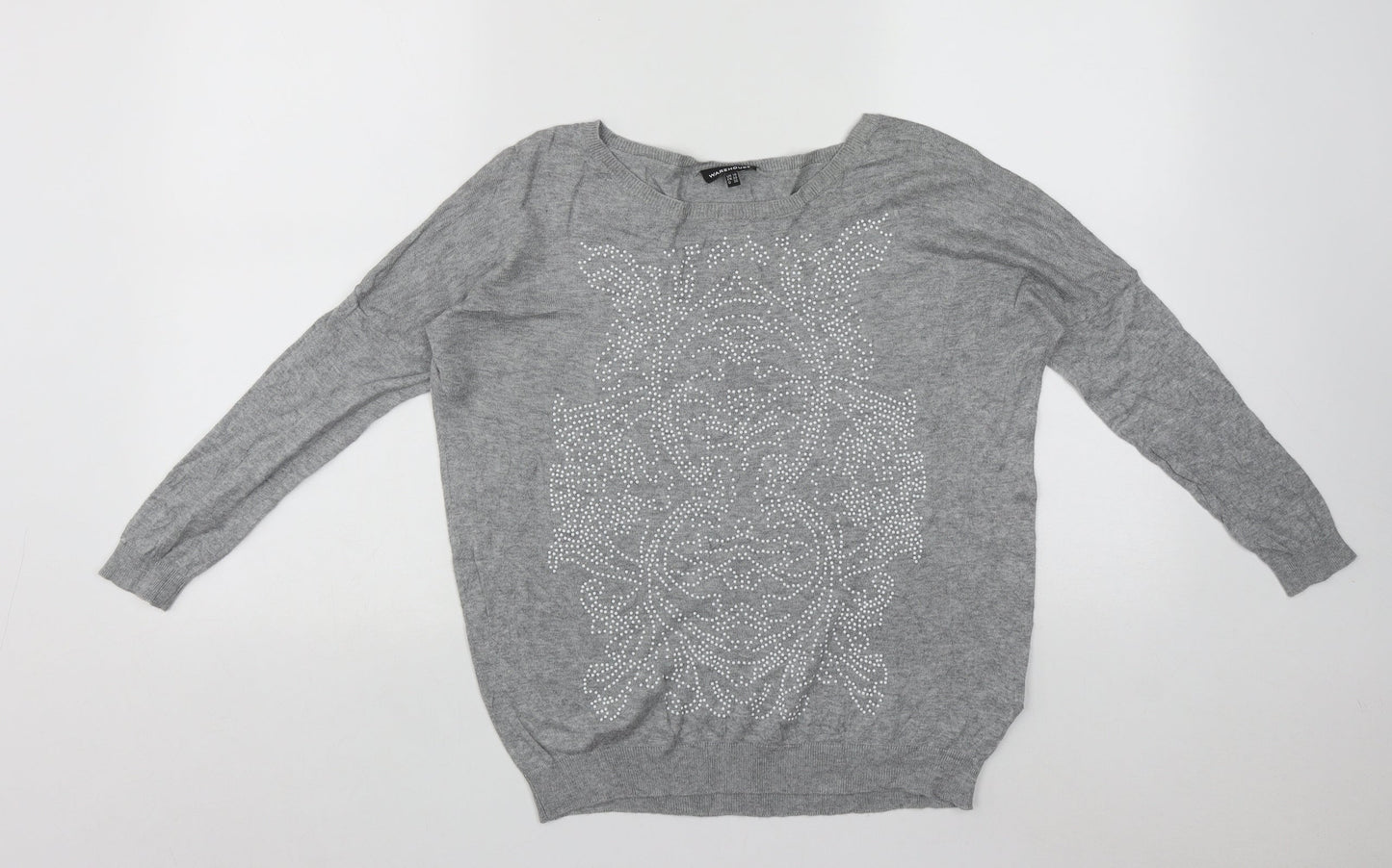 Womens UK Size 10 Warehouse Grey Pullover Jumper