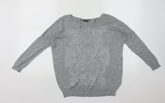 Womens UK Size 10 Warehouse Grey Pullover Jumper