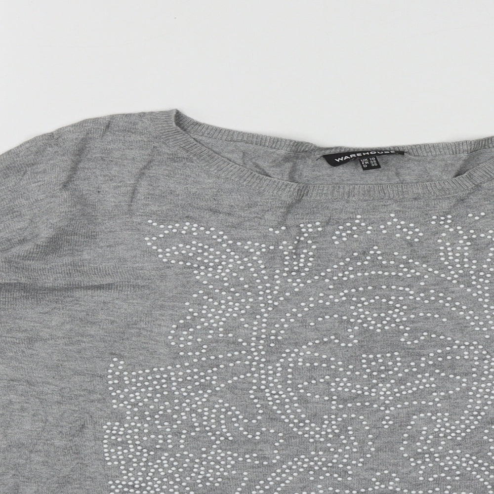 Womens UK Size 10 Warehouse Grey Pullover Jumper