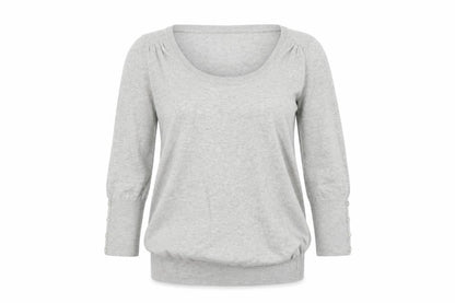 Front view of Debenhams women’s grey scoop neck cotton jumper, size UK 8