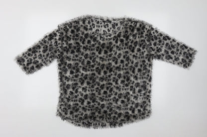 George Womens Multicoloured Round Neck Geometric Polyester Pullover Jumper Size 14