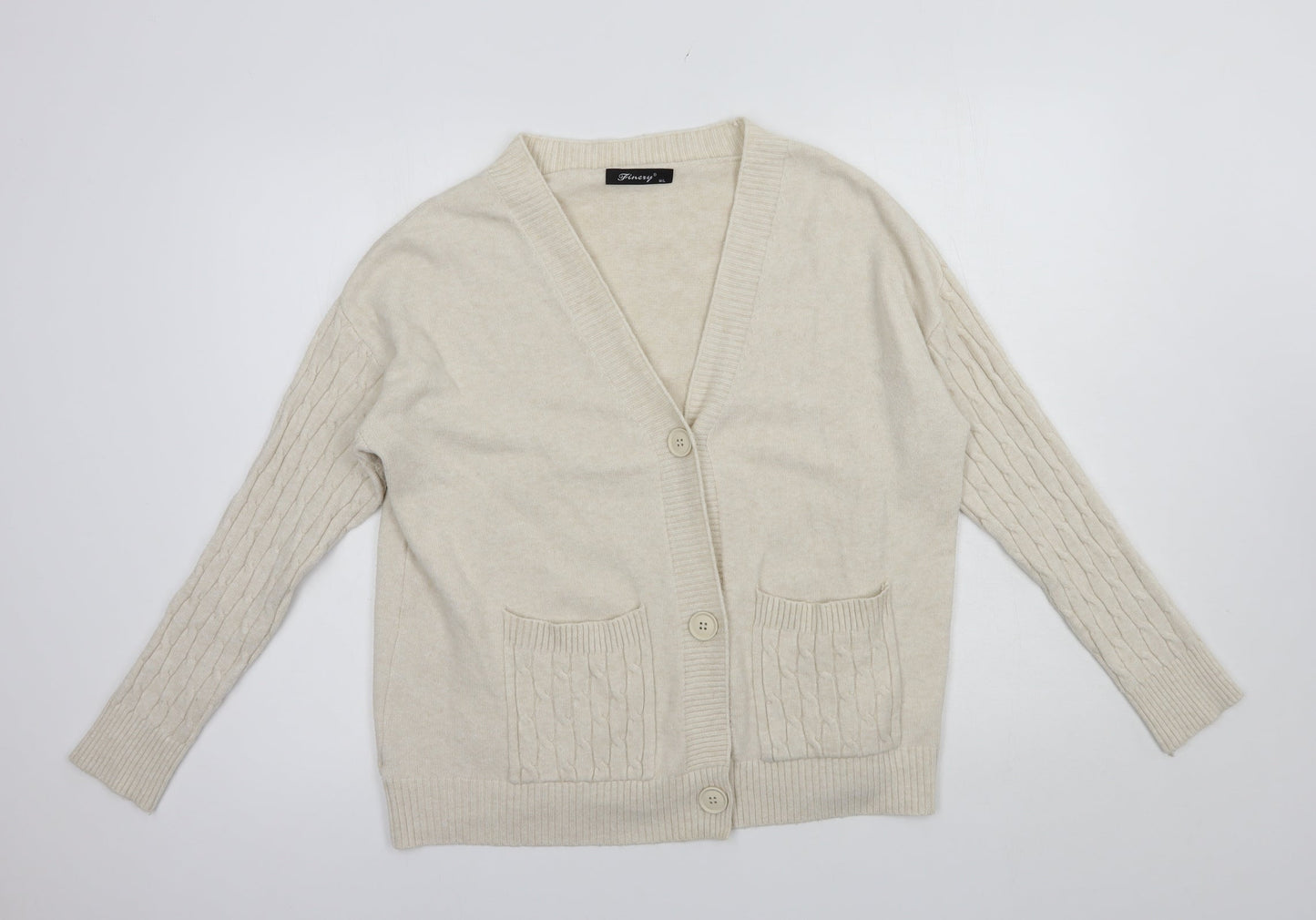 Womens UK Size M Finery Beige Cardigan Jumper