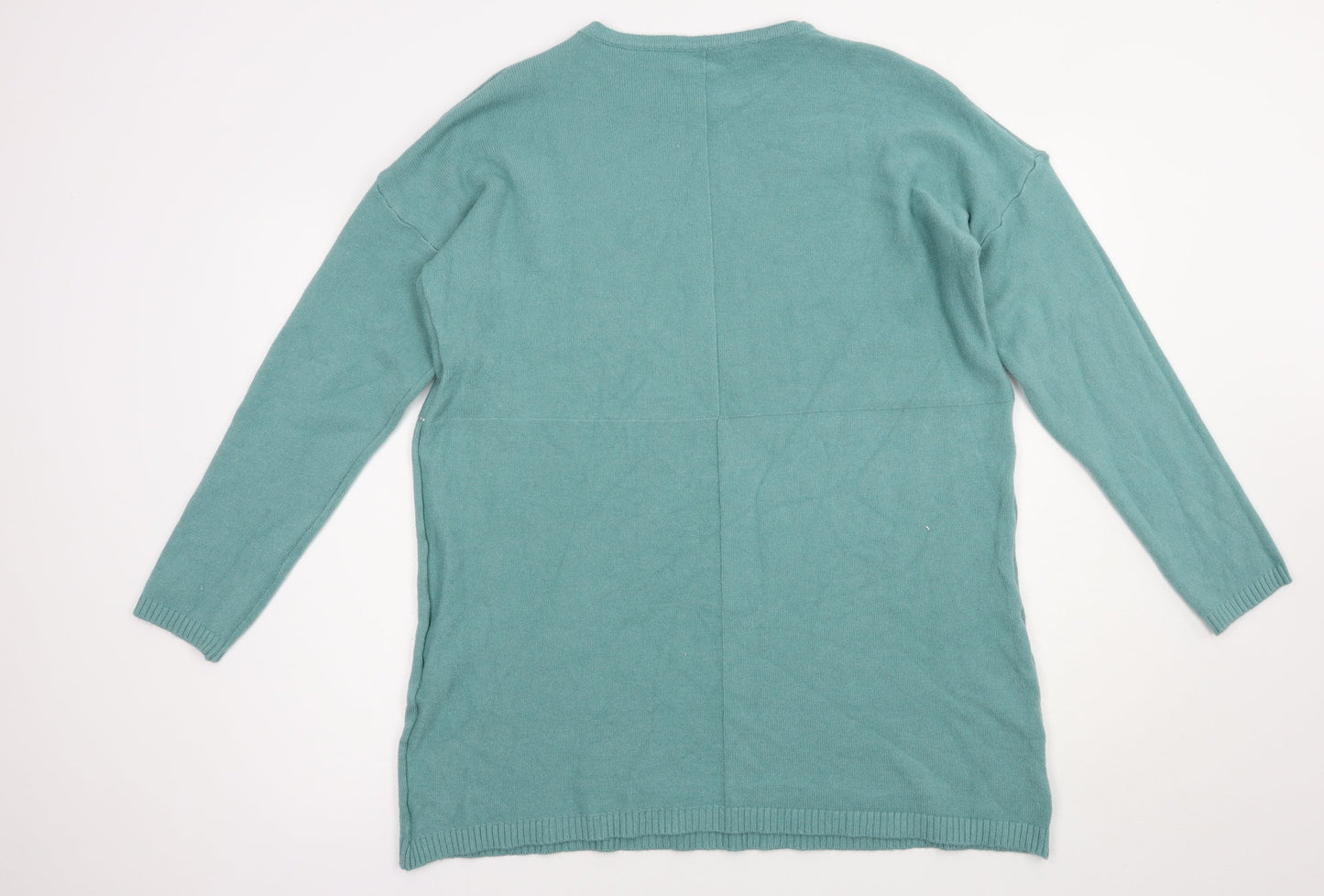Melody Womens Green Boat Neck  Acrylic Pullover Jumper Size S