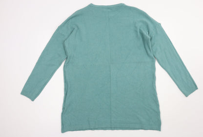 Melody Womens Green Boat Neck  Acrylic Pullover Jumper Size S