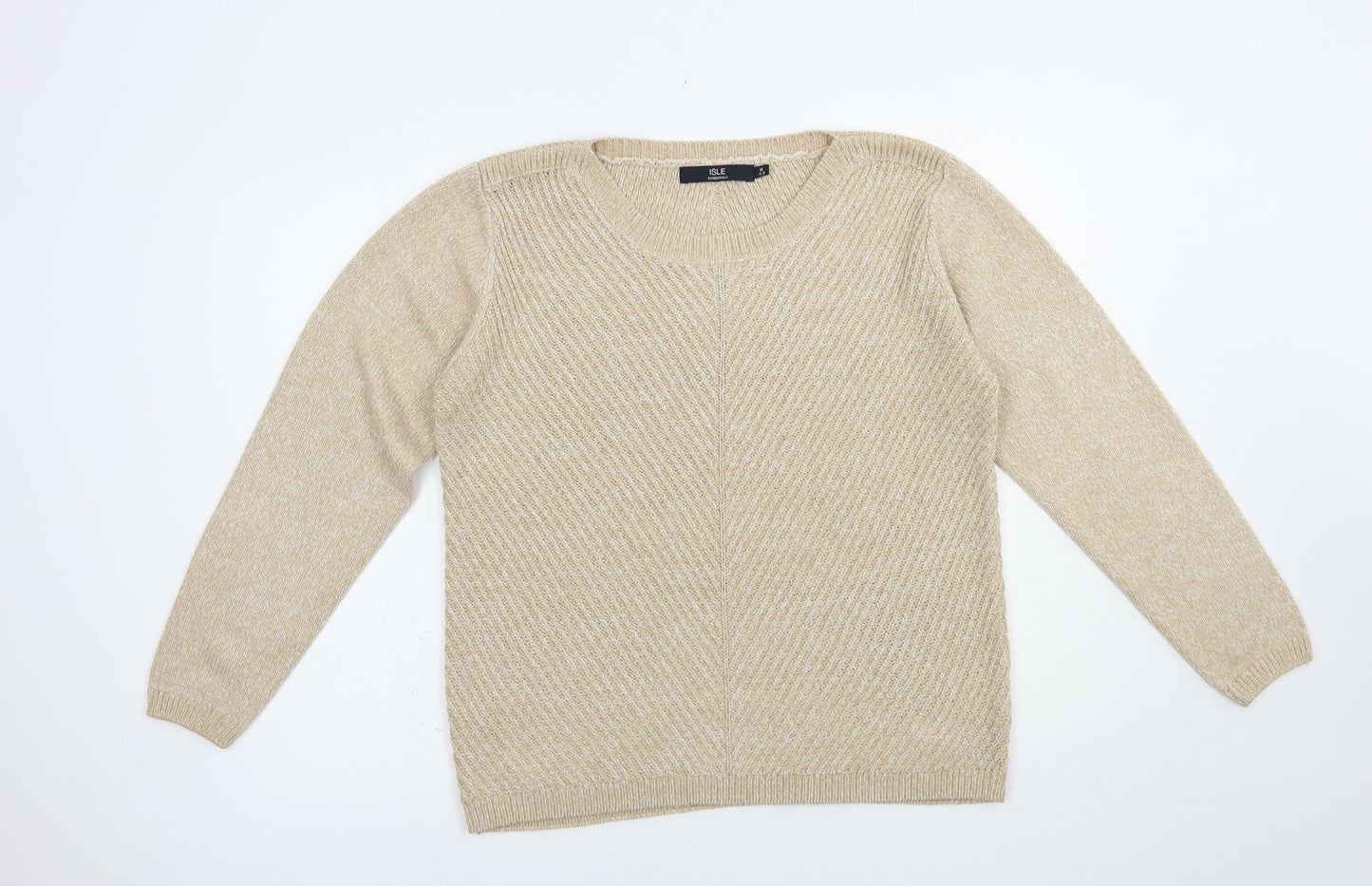 Womens UK Size 14 Isle Beige Pullover Jumper