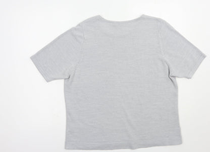 Marks and Spencer Womens Grey Boat Neck  Acrylic Pullover Jumper Size 20