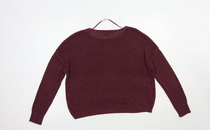 Primark Womens Purple Boat Neck  Nylon Pullover Jumper Size 10