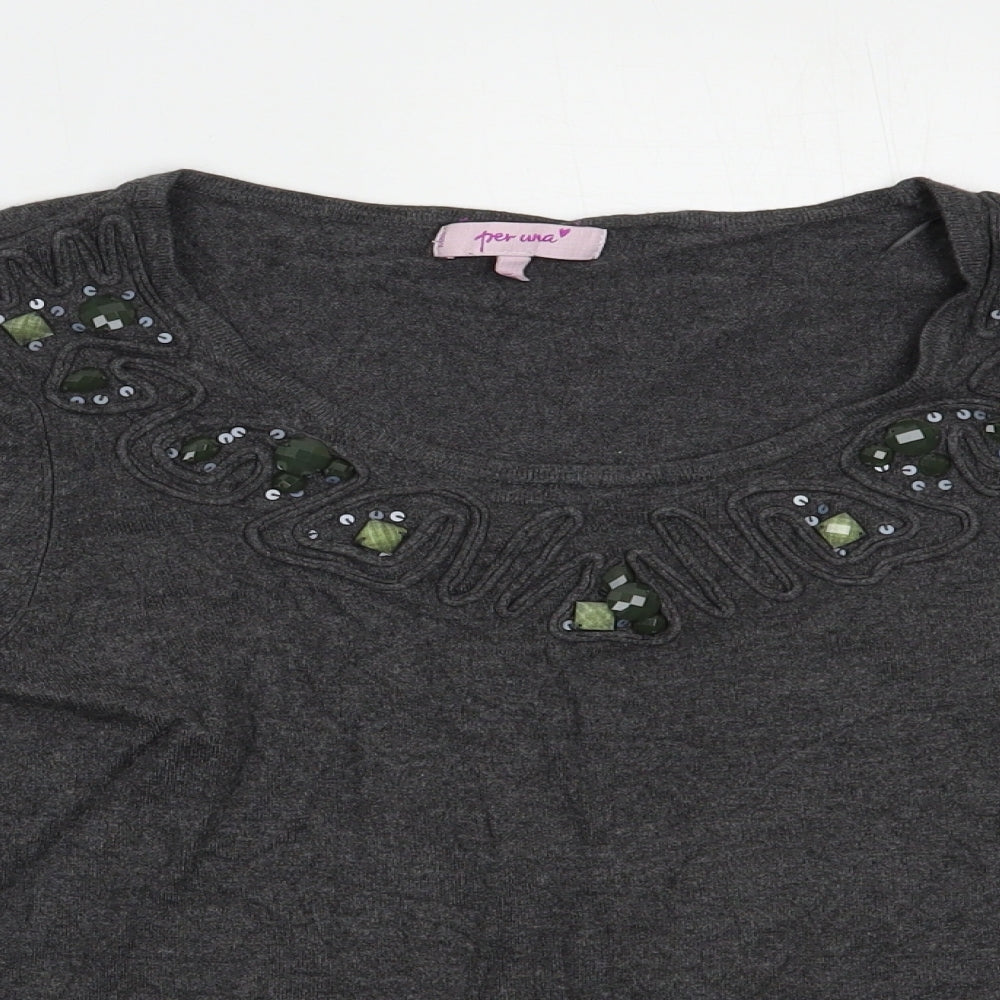 Womens UK Size 12 Per Una Grey Pullover Jumper