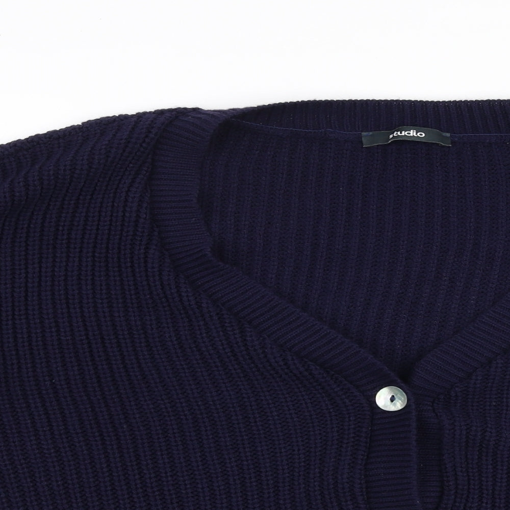 Womens UK Size 12 Studio Blue Cardigan Jumper