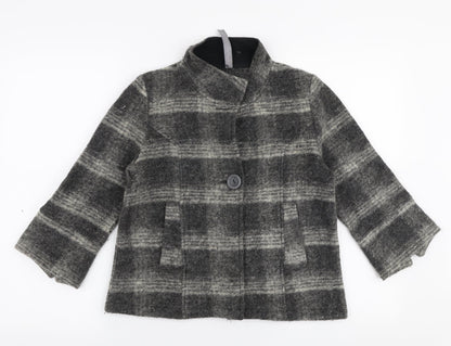 NEXT Womens Grey Plaid  Jacket  Size 10  Button