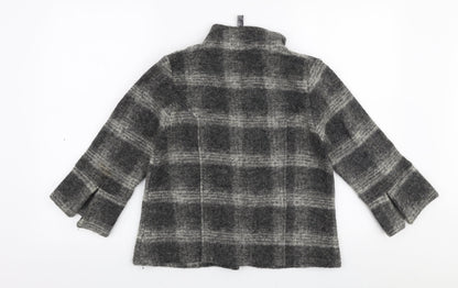 NEXT Womens Grey Plaid  Jacket  Size 10  Button