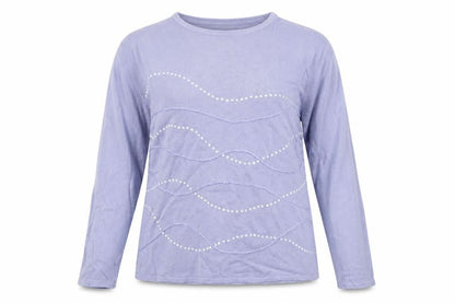 Front view of Fay Louise women’s purple round neck acrylic jumper, size XL